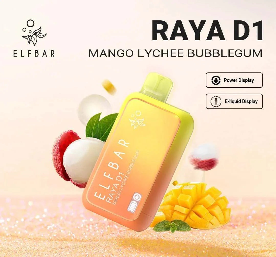 ELF BAR RAYA D1 – Mango Lychee Bubblegum - Vape Shop Uttarakhand