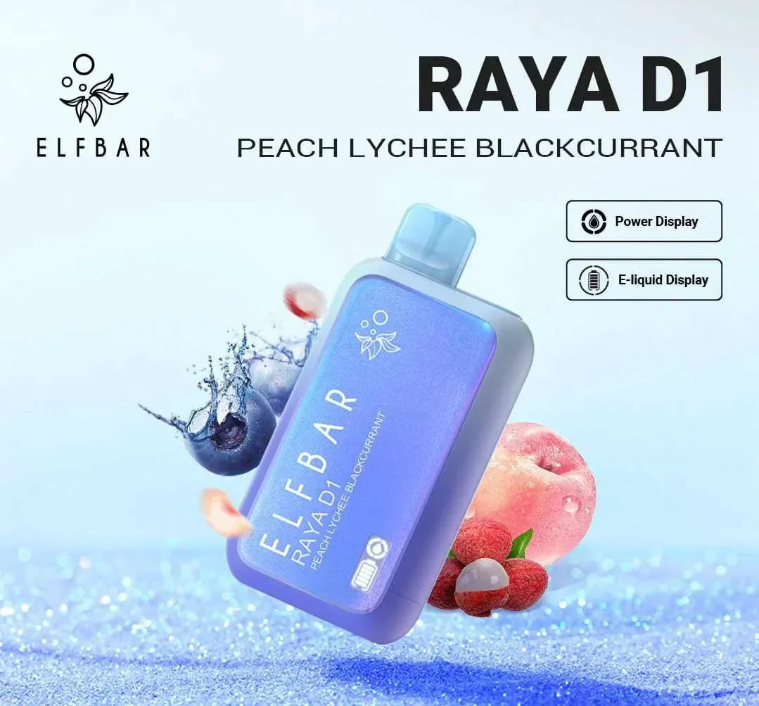 ELF BAR RAYA D1 – Peach Lychee Blackcurrant - Vape Shop Uttarakhand